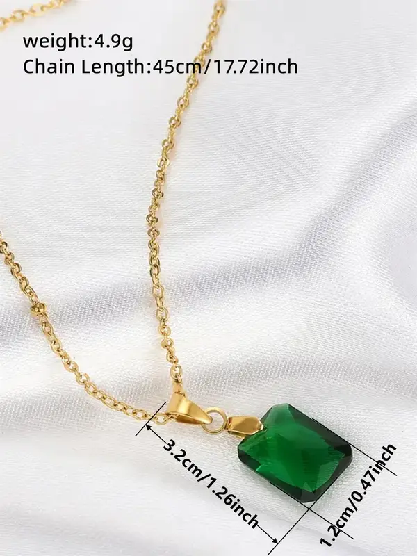 Elegant Artificial Gemstone Decor Pendant Necklace for Women & Girls, Fashion Jewelry for Party, Daily Neck Decor, Trendy All-match & Exquisite Jewelry for Birthday Gift 1