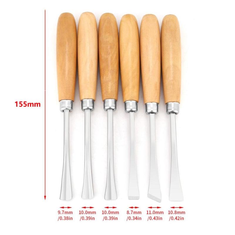 Product Introduction of 6PCS New Steel Woodworking Carving Chisels Hand Tools Craft Wood Chisels Set Wear-resistant DIY Wood Chisels 12