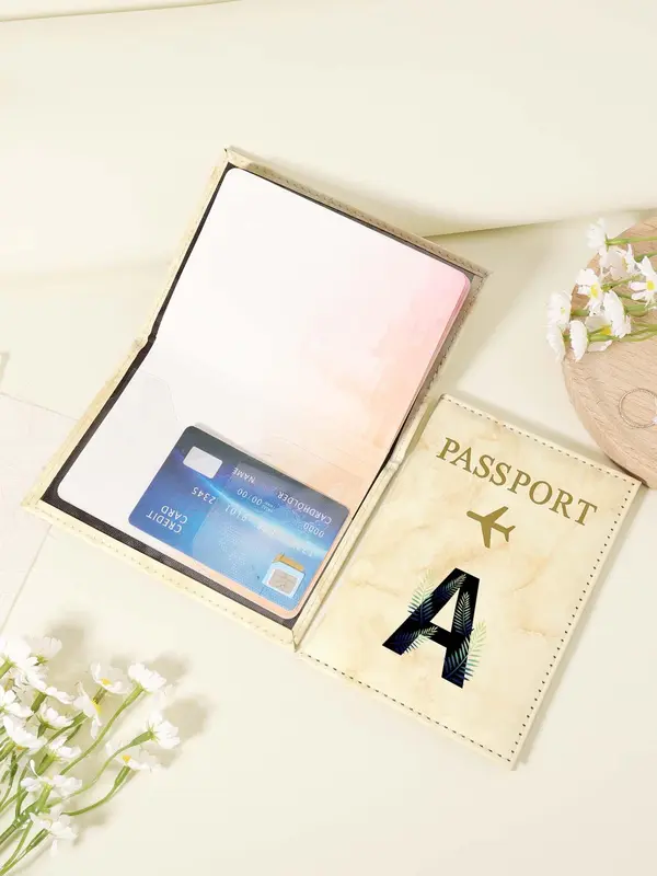 Letter Pattern Passport Case, Lightweight & Portable Passport Holder, Multi-functional Passport Cover, Travel Accessories for Men & Women 3