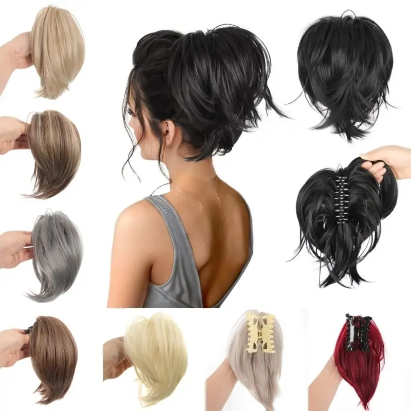 Scrunchie Tóc Đuôi Ngựa Thẳng Lộn Xộn, Phụ Kiện Tóc, Kẹp Tóc Càng Cua Updo, Búi Tóc, Bồng Bềnh Và Tự Nhiên, Mảnh Tóc Giả, Dành Cho Nữ 3