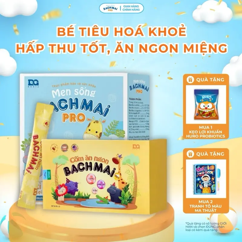 Combo 1 Men Sống Bạch Mai Pro và 1 Cốm Ăn Ngon Bạch Mai Cho Bé Tăng Sức Đề Kháng