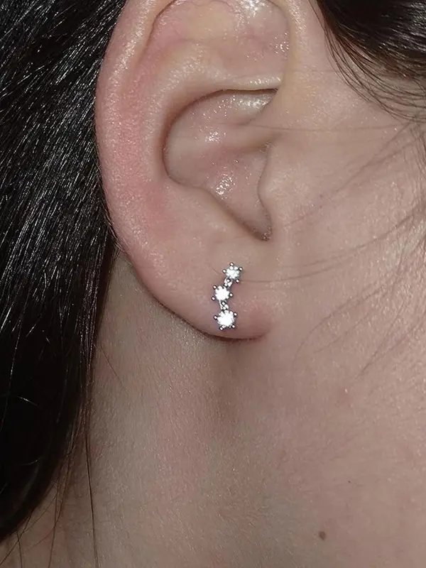 Helix Piercing Earrings, 2 Counts 2025 New Style Stainless Steel Flat Back Earring, Hypoallergenic Cartilage Earring Jewelry for Women 3