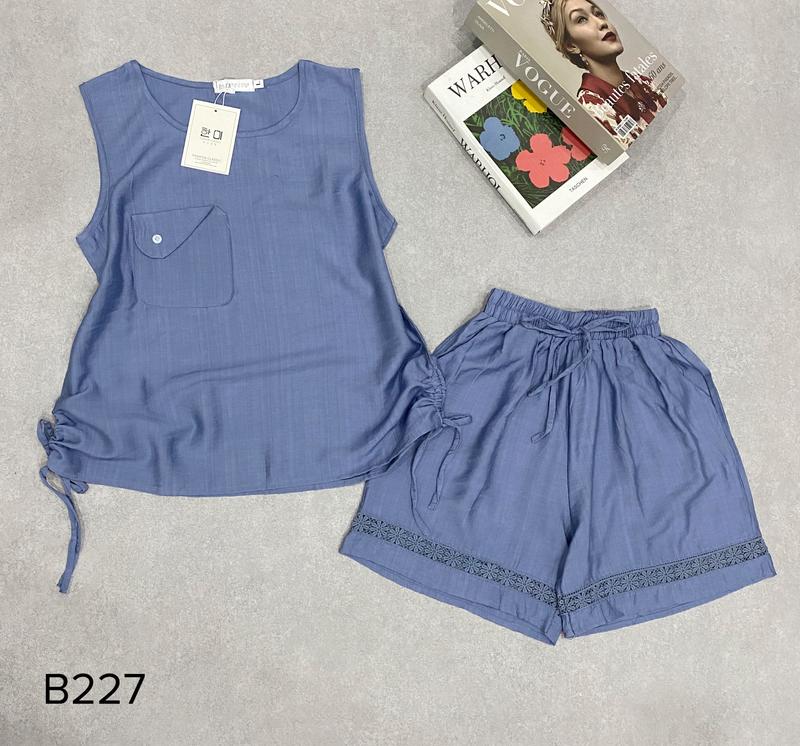 Product Introduction of Set bộ đũi sát nách quần đùi phối ren ( Mã B227) Nữ Áo Women Top Voi đồ  bộ mặc nhà 2
