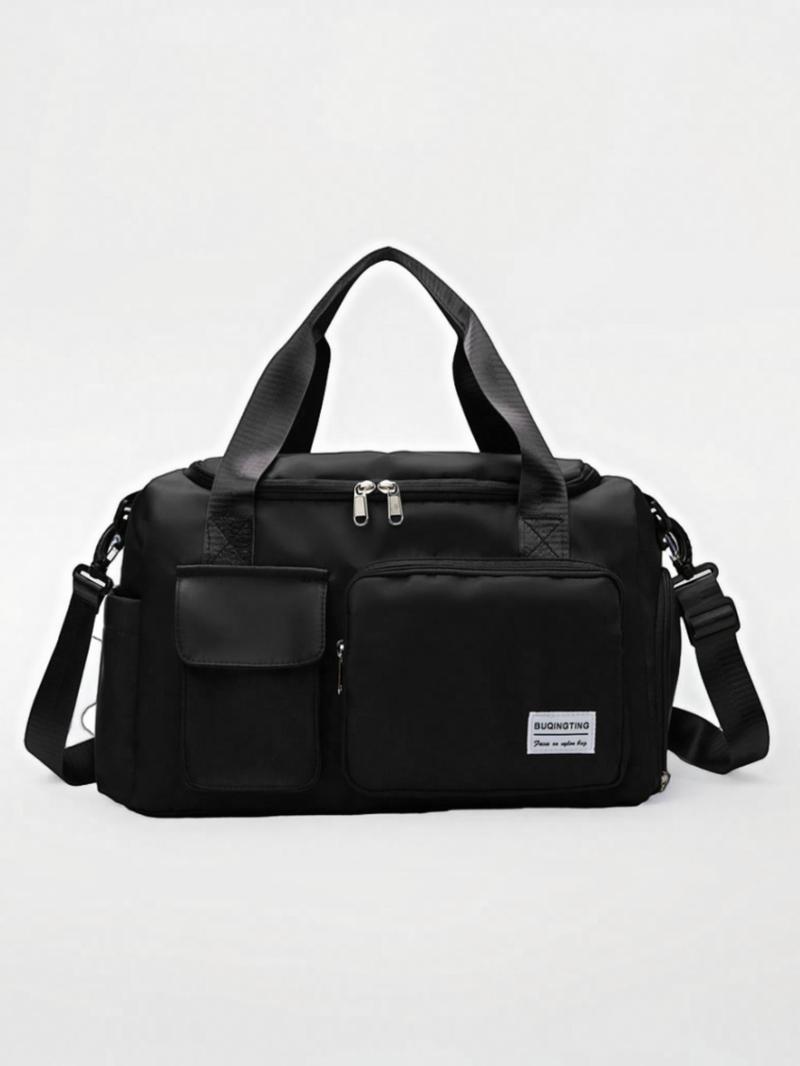 Product Introduction of Large Capacity Multi-pocket Travel Bag, Lightweight Storage Short-distance Sports Fitness Bag, Casual Solid Color Travel Bag for Men & Women 0