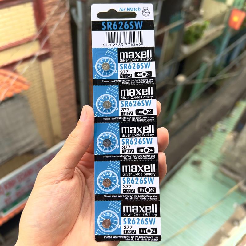 Vỉ 5 Viên Pin Đồng Hồ SR626SW / 377 Maxell Nhật Bản 1.55V Cho Đồng Hồ Đeo Tay