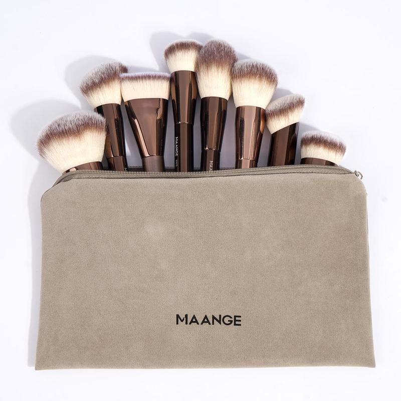 Product Introduction of Professional Makeup Brush Set with Zipper Bag, 10pcs/set Makeup Brush with Soft Bristles, Multifunctional Makeup Tool for Women & Girls, Brushes for Makeup 4