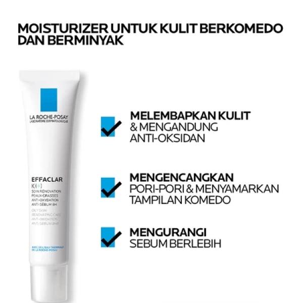 La Roche Posay Effaclar K+ Moisturizer 40ml - Pelembab Wajah Kulit Berminyak/ Mengurangi minyak dan melawan komedo 1