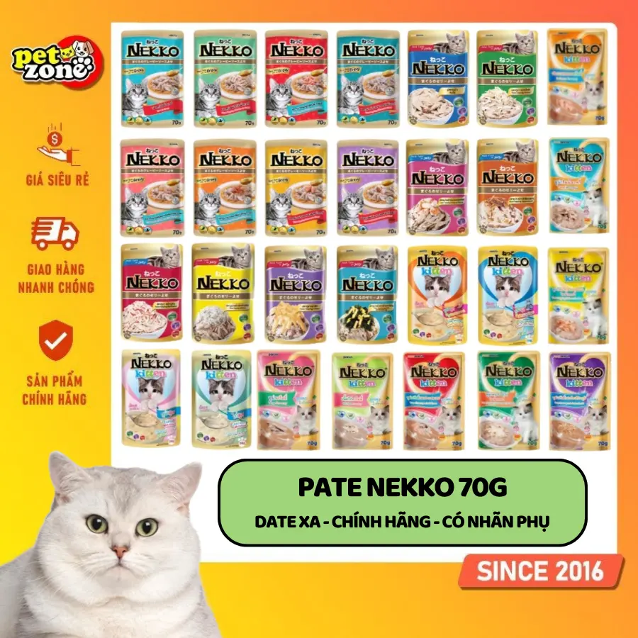 Pate cho mèo Nekko 70g (Đủ vị - Date xa - Hàng chính hãng)