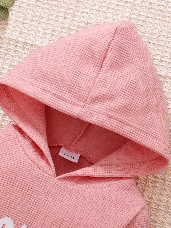 Baby Girl's Letter Print Long Sleeve Hooded Jumpsuit, Cozy Cute Casual One-piece Outfit for Newborn Infant Kids Spring & Fall Daily Wear, Baby Girl Clothes, Babies Clothes Nutmeg Female Baby Clothing Winter 2024 4