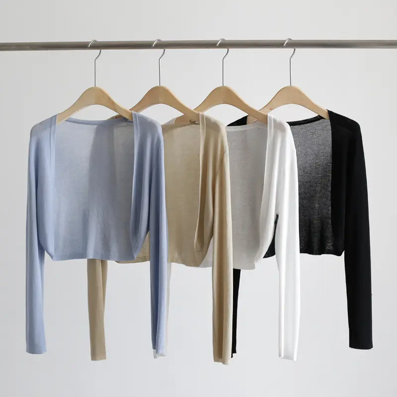 Short Knitted Sunscreen Cardigan Jacket for Women 2025 Summer New Thin Style with Skirt Shawl Outerwear Trendy