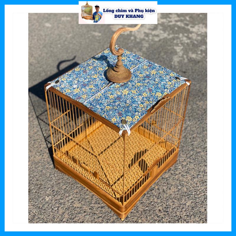 Nóc che lồng chim chào mào mẫu hoa xanh nhí siêu đẹp đủ size vuông sing thái - phụ kiện lồng chim Duy Khang