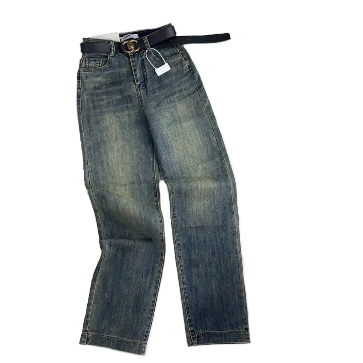 Quần ống đứng - lưng cao - lai gấp 3cm Nam Menswear Pants Jean Có Túi