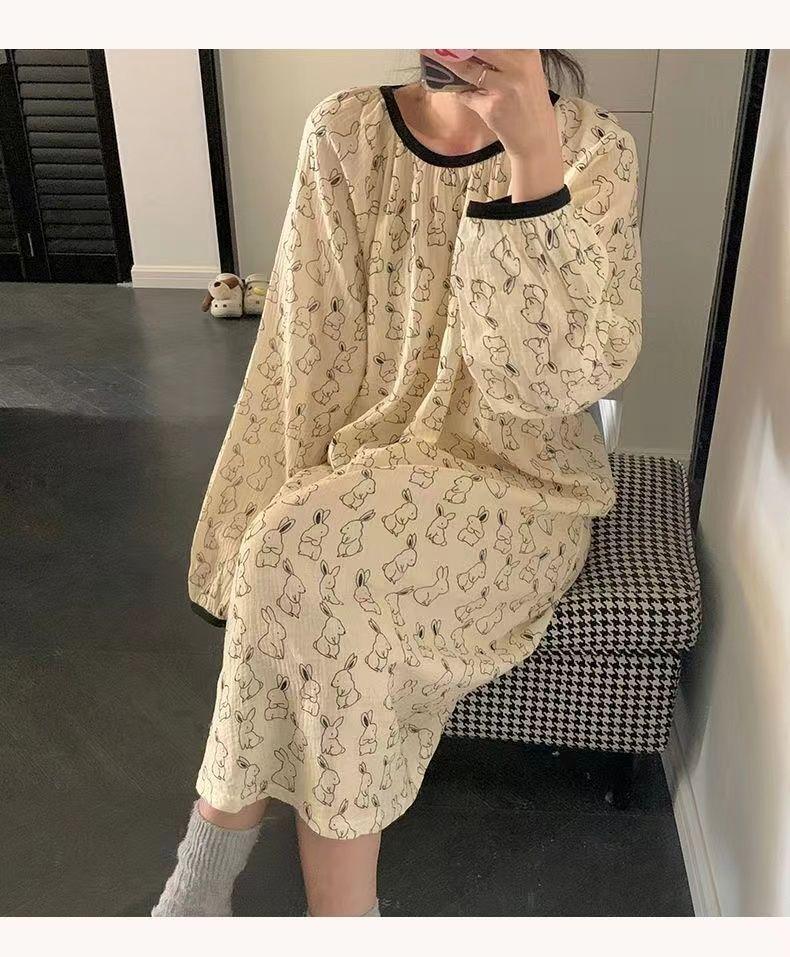 Product Introduction of Đồ Ngủ Nữ, Phong Cách Mùa Xuân Và Mùa Thu, Thiết Kế Hình Thỏ Hoạt Hình, Váy Ngủ Dài Tay, Dáng Rộng Và Mỏng, Bán Chạy, Thích Hợp Mặc Nhà, Đồ Ngủ Nữ Dress Women Voan đồ ngủ mặc nhà đồ ngủ miếng dán hạ sốt đồ ngủ tiểu thư 16