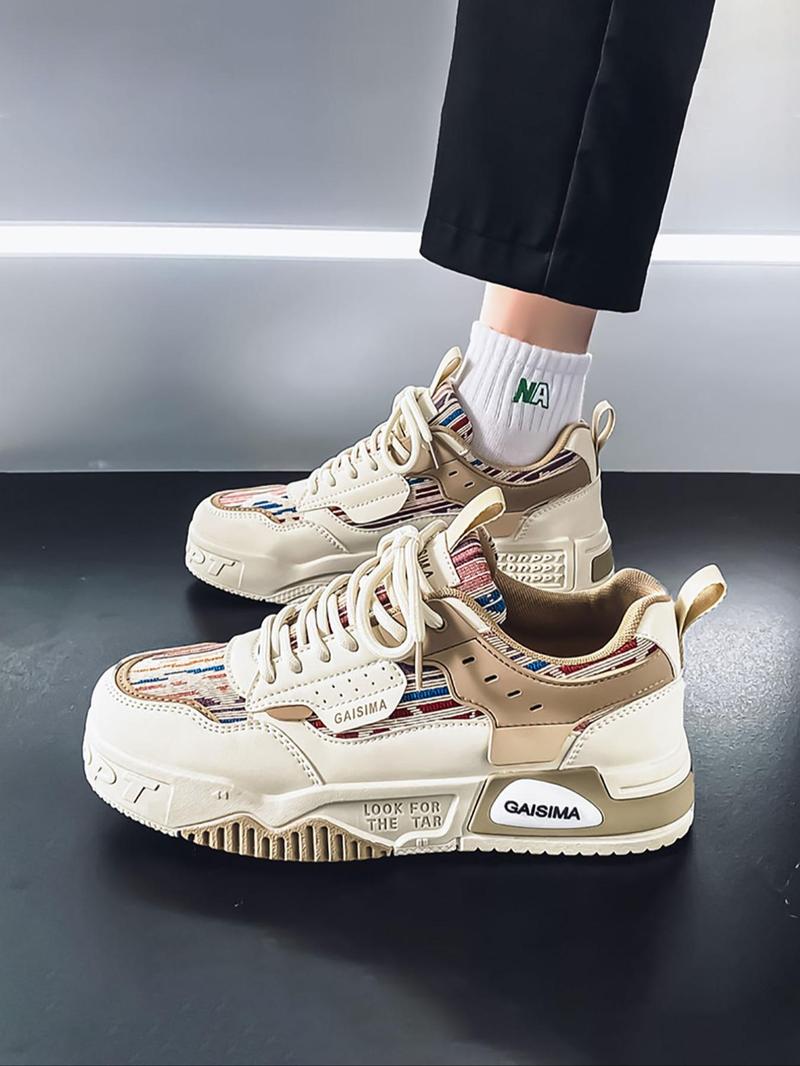 Product Introduction of Men's Fashionable Colorful Lace Up Low Top Sneakers, Casual Comfortable Sports Running Shoes, Trendy All-match Sneakers for Daily Wear 2