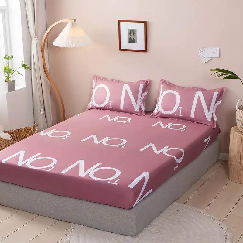 Product Introduction of Mattress Cover With Elastic Band Soft Printed Solid Polyester Fitted Sheet NO Pillowcase Pad Protector Linen Double Queen Size 19