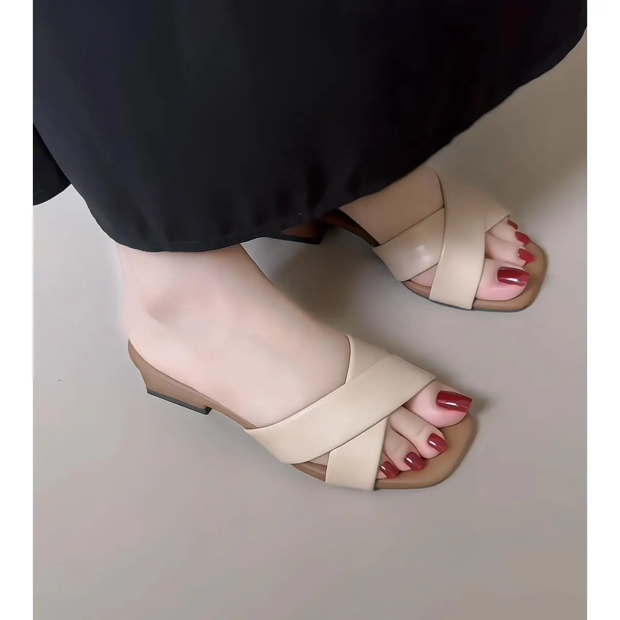 Dép guốc nữ quai chéo cao 3 cm