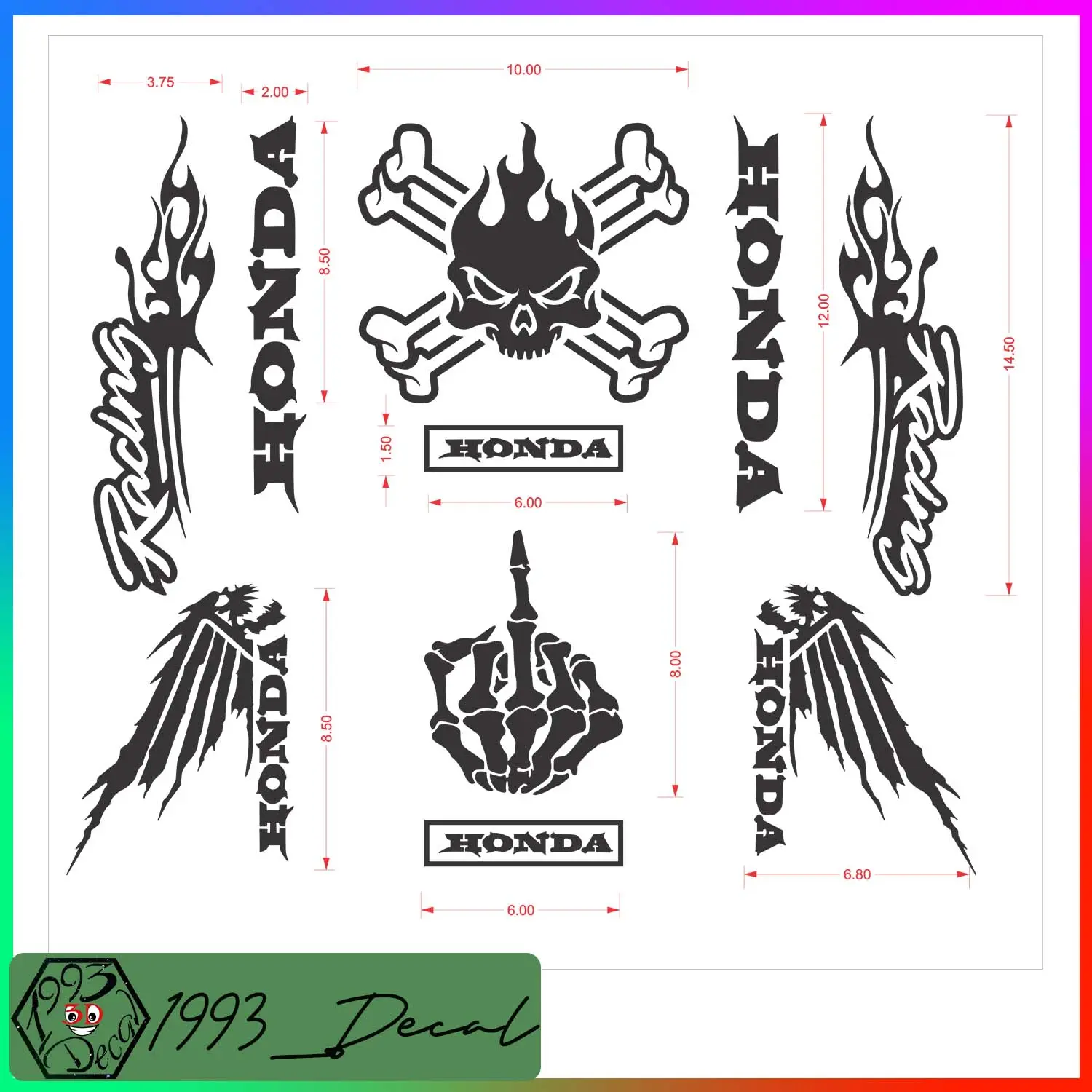 Bộ Tem HONDA thể thao phong cách MA TỐC ĐỘ dán đa vị trí trang trí xe HONDA Nhãn Dán Decal