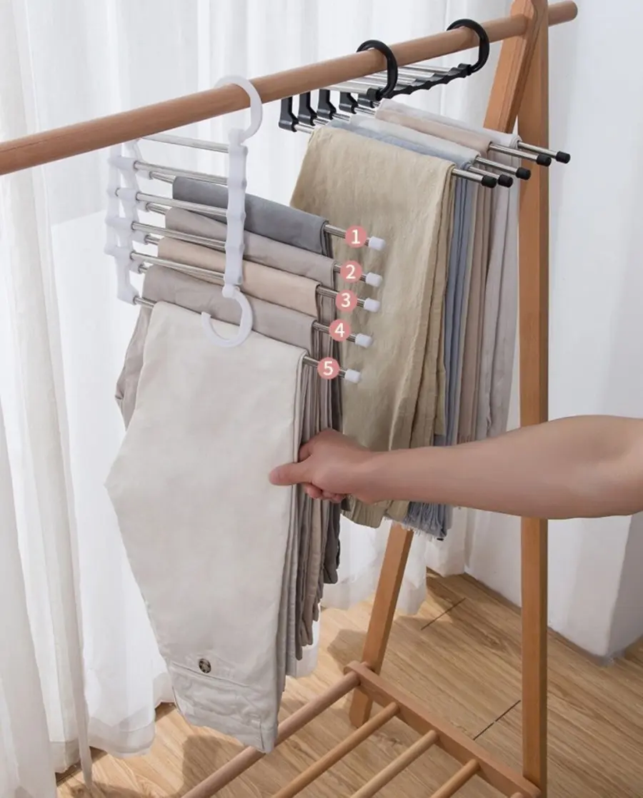 Gantungan Celana Jilbab Multifungsi Magic Hanger 5 in 1 StainlessSteel