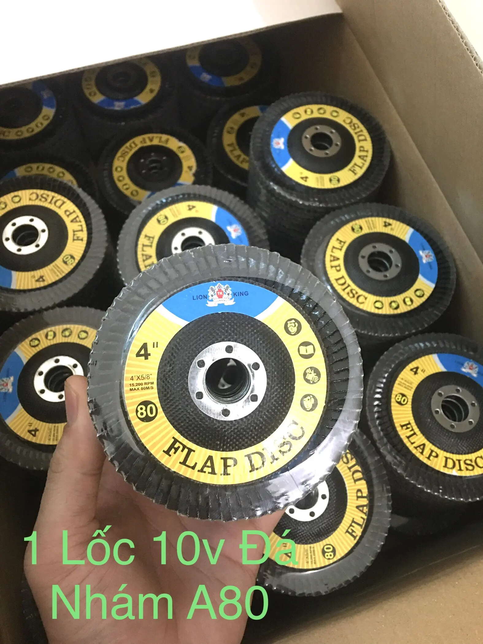 Nhám Xếp Lion King 10 viên Nhám Xếp A80 Chuyên Mài Sắt, Mài Inox, mài gỗ