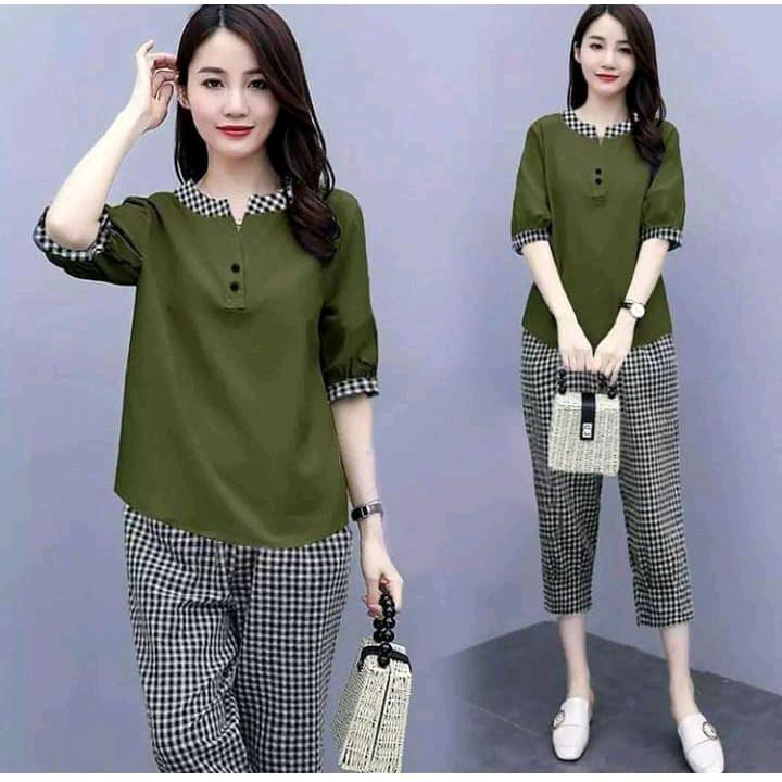 setelan wanita dewasa terbaru/baju one set viral/setelan wanita modern kekinian/pakaian wanita trend 1