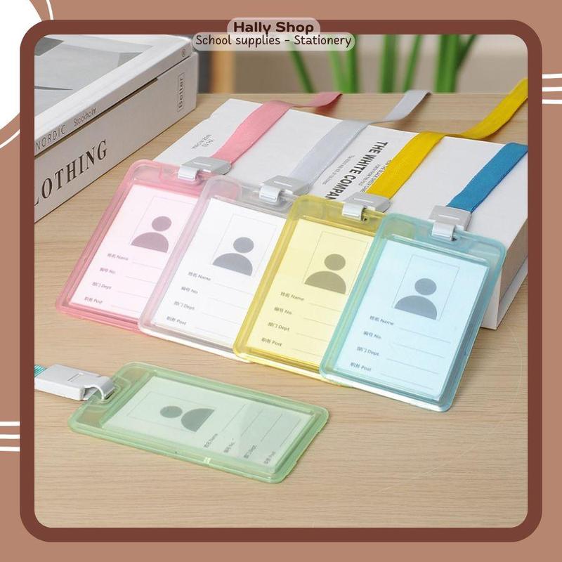 Dây đeo thẻ học sinh bảng tên dành cho sinh viên kiểu dáng trong suốt basic dễ thương - Hally shop