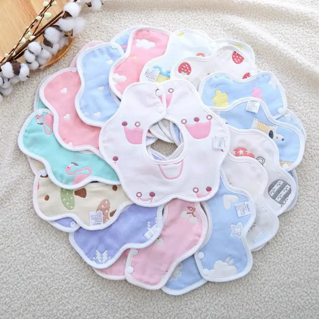 Yếm xô 6 lớp 2 mặt xoay 360 độ thấm dãi và dùng cho bé ăn
