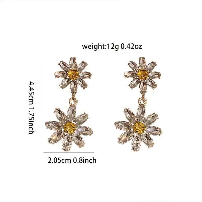 A Pair Of Sparkling Flower Earrings, Fashionable And Exquisite, Suitable For Wearing Earrings On Dates. High Quality Women'S Jewelry, Women'S Earrings 3