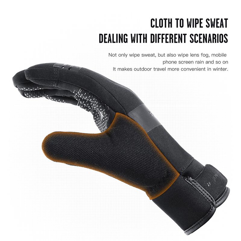 Cycling Gloves Winter Touch Screen Motorcycle Gloves Outdoor Scooter Windproof Riding Ski Gloves Warm Bike Gloves Black 3