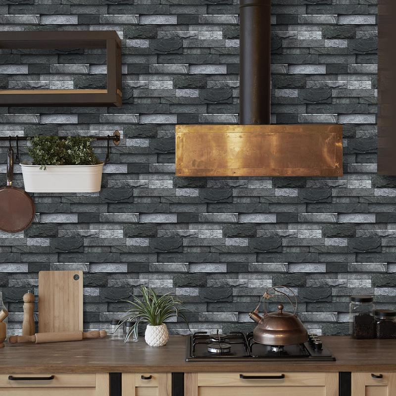 3D Brick Pattern Wallpaper Sticker, 24pcs/set Creative Modern Removable Tile Wall Sticker, Self Adhesive DIY Waterproof Wall Sticker Room Decor, Living Room, Home 6