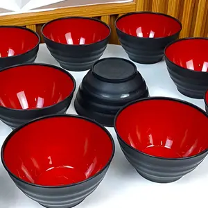 Promo 12 Pcs Mangkok Mie Ramen Bulat Hitam Terbaru Mangkuk Tebal Anti Pecah Murah Berkualitas Cod