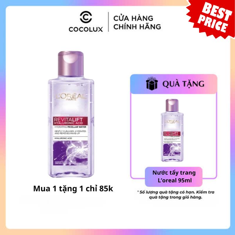 [Mua 1 tặng 1] Nước Tẩy Trang Loreal Căng Mịn Da Làm Sạch Cấp Ẩm Revitalift Hyaluronic Acid Micellar Water 95ml