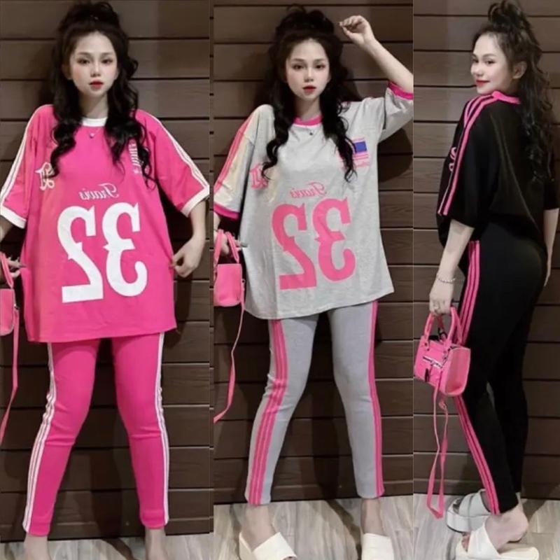 Set Đồ Nữ Đẹp Sang Chảnh Bigsize Quần Ống Ôm Áo Cổ Tròn Tay Ngắn Thun Gân Lạnh ESHOP Đồ Bộ Nữ Thể Thao Mặc Nhà Quần Dài Ôm Thoải Mái Xinh QL68 Top