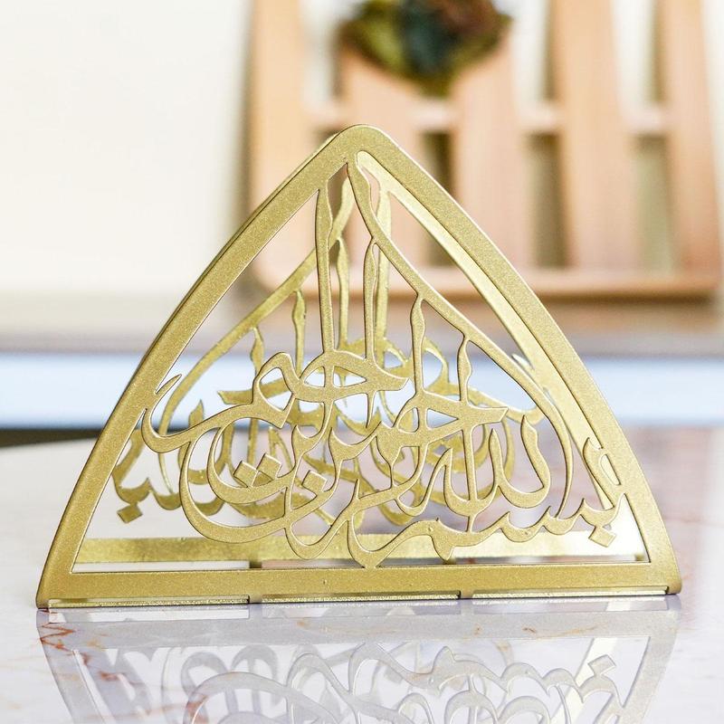 Metal Hollow Out Design Tissue Holder, Islamic Style Metal Table Napkin Holder, Desktop Decorative Ornament for Home Living Room Bedroom Dining Room 5