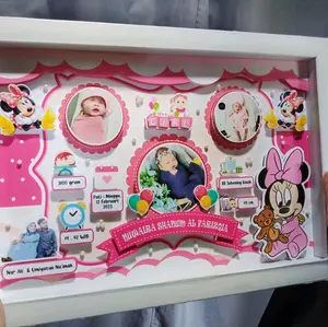 Biodata Baby 3D 15R - Papan Nama Kelahiran Anak Bingkai Biodata Bayi Biodata Pop Up 3D Kado Lahiran Newborn -  Figura Kaca Kertas Gantungan