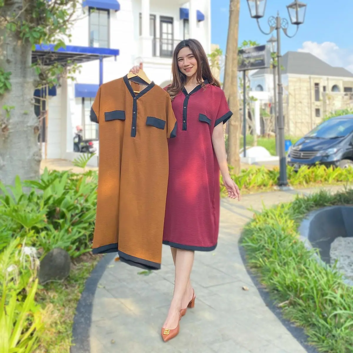 db - sivali daster wanita kekinian Dress Pendek busui Kancing 2025 Panjang selutut Midi Bumil baju Tidur