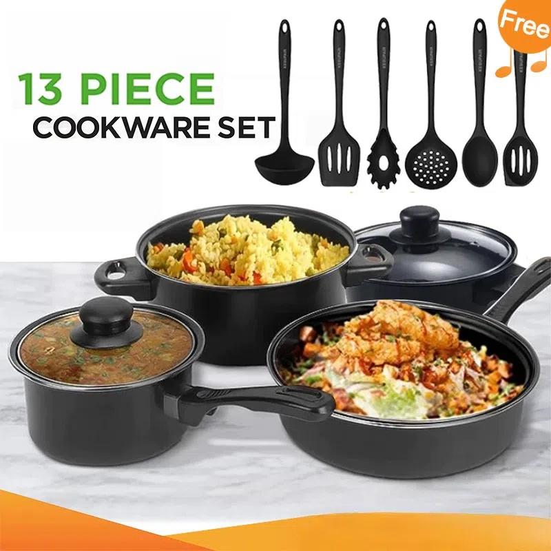COD 13pcs Cookware Set Non-stick Cooking Pot Pot Kitchen Periuk Anti ...