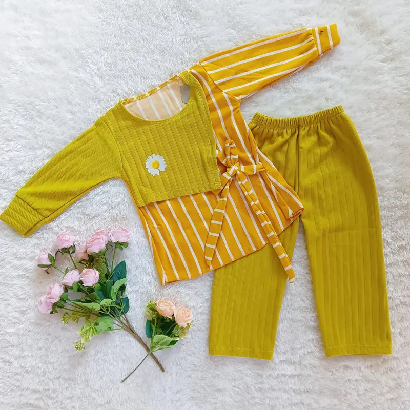 Setelan Knit Hornet Rompi Anak Perempuan Usia 1-10 Tahun Lengan panjang Parsel 2
