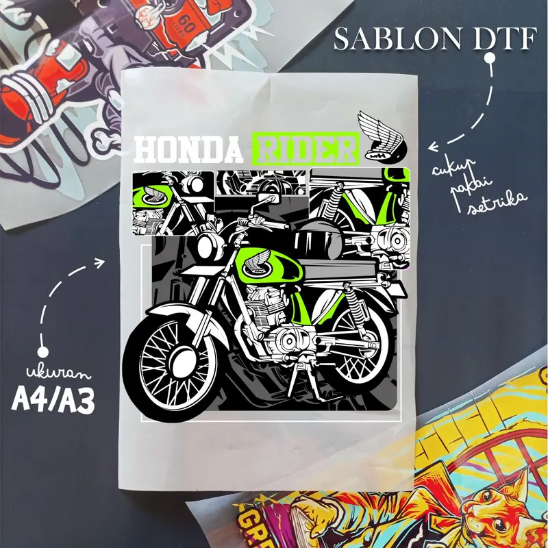 SABLON KAOS MOTOR CB DTF STIKER A3 A4 JEMBER 0