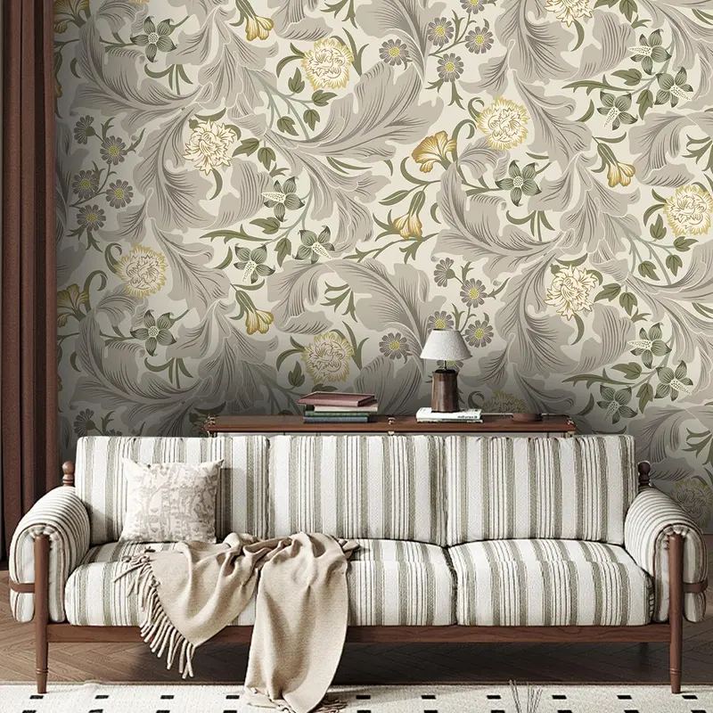 Vintage Floral Pattern Wallpaper, 1 Count Self-adhesive Wallpaper, Waterproof Wall Decor for Home Living Room Bedroom Study Room 4