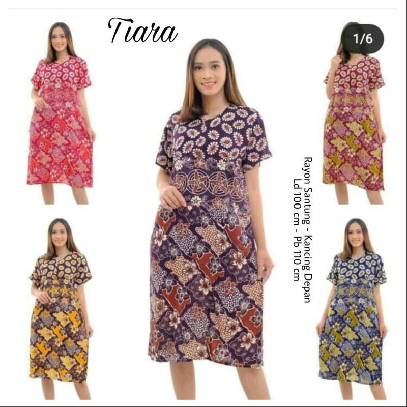 Daster Batik Print Base Lengan Pendek Motif Abstrak Random Busui Kancing Bumil  Wanita  Rayon Hamil Ibu 3