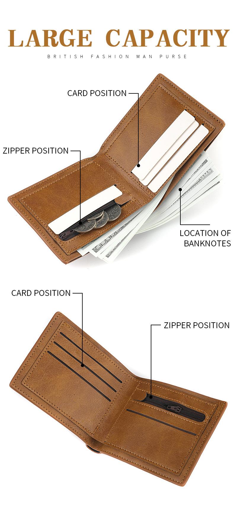 Product Introduction of Horizontal Wallet Wholesale Men's Short Wallet Men's Student Leather Wallet Retro Wallet No Logo Factory In Stock 12
