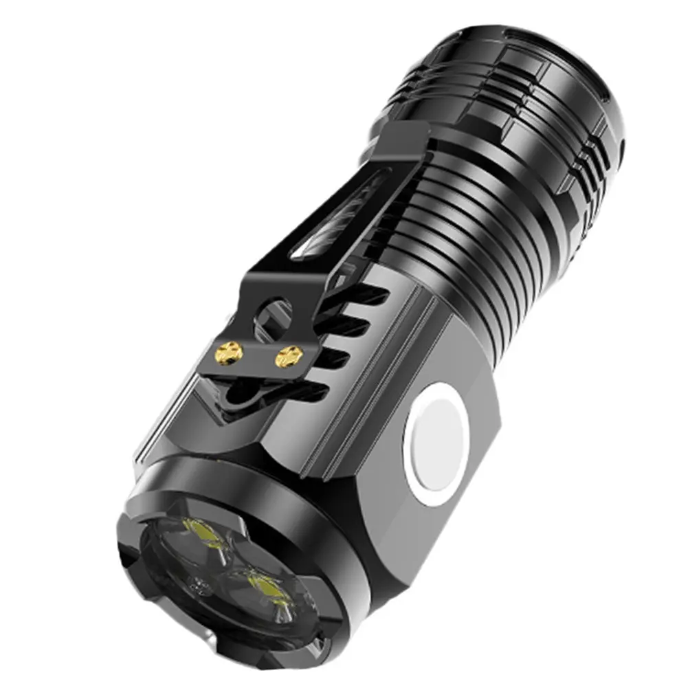 3LED Super Bright Flashlight Portable Mini Burst Flash Torch Rechargeable Outdoor Emergency Spotlight with Pen Clip Tail Magnet