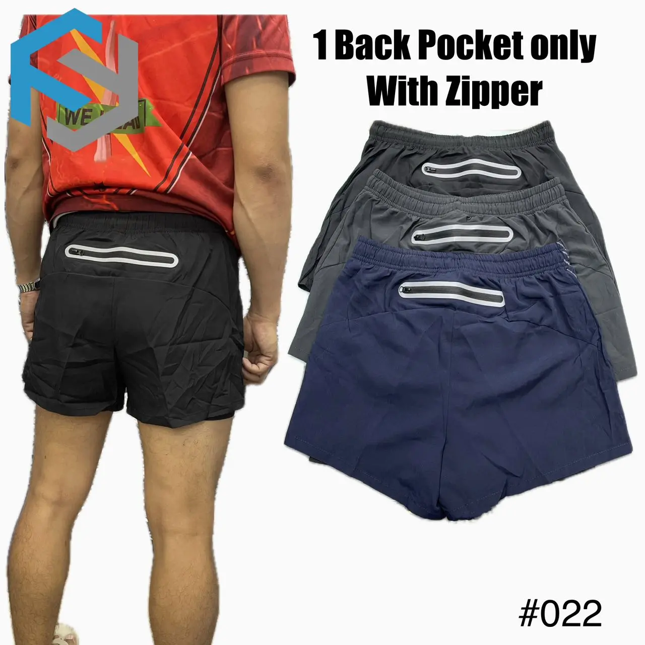 Men and Women 2in1 Running Sports Cycling Shorts - Breathable Quick Dry Gym Wear (1 back pocket only) #022