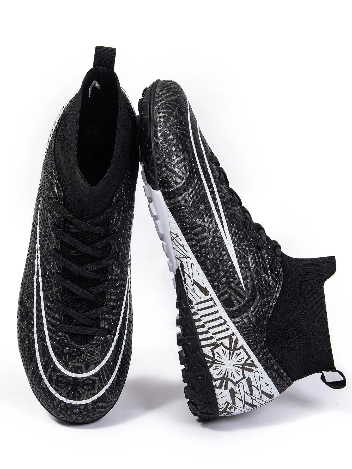 Men's Colorblock Lace Up Soccer Shoes, Breathable Comfortable High Top Football Shoes, Professional Training Shoes for Football Kickers Outdoor Sports, Football Boots for 2025