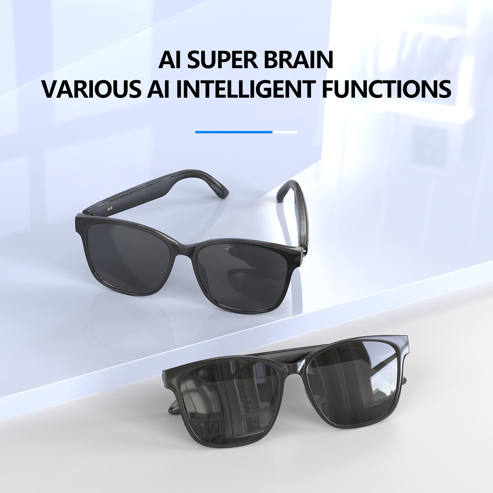 AI Smart Glasses Intelligent Real Time Language Translator Wireless Headphone AI Chat Smart Sunglasses Black - Image 3
