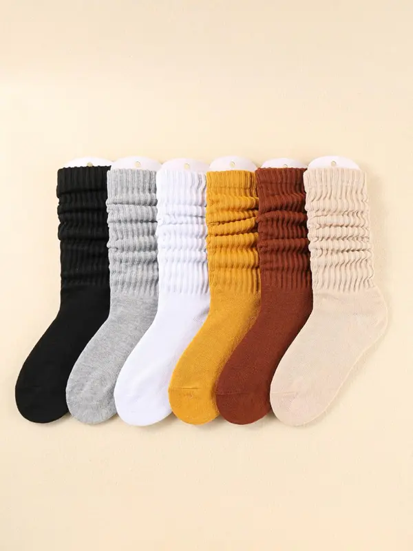 Women's Solid Crew Socks, Soft Comfy Breathable Stretchy Socks for Women, Lady Multipack Comfortable Mid-calf Knit Socks, Women's Socks & Hosiery 3