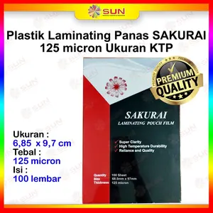 Plastik Laminating Laminasi Panas KTP SIM ID Card Sakurai Hot Laminating 80 micron / 125 micron / 250 micron