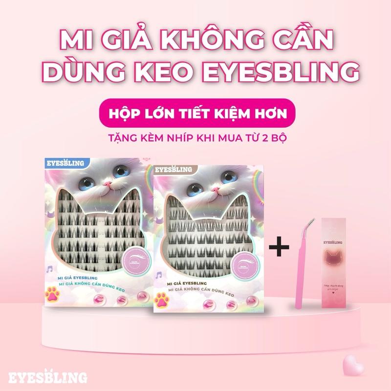 Mi giả không cần dùng keo Eyes Bling thế hệ mới, có thể tái sử dụng 2-3 lần, chỉ cần lấy ra rồi gắn lên mắt bạn đã có một cặp mi dài cong vuốt, có thể tái sử dụng, Cosmetic Mỹ Phẩm Women Nữ Trang Điểm