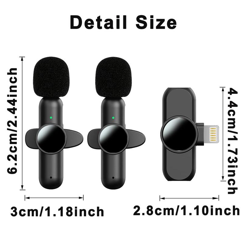 Wireless Lavalier Microphone, USB Rechargeable Microphone, Noise Canceling Microphone for Live Streaming, Voice Recording, Home Theater 1