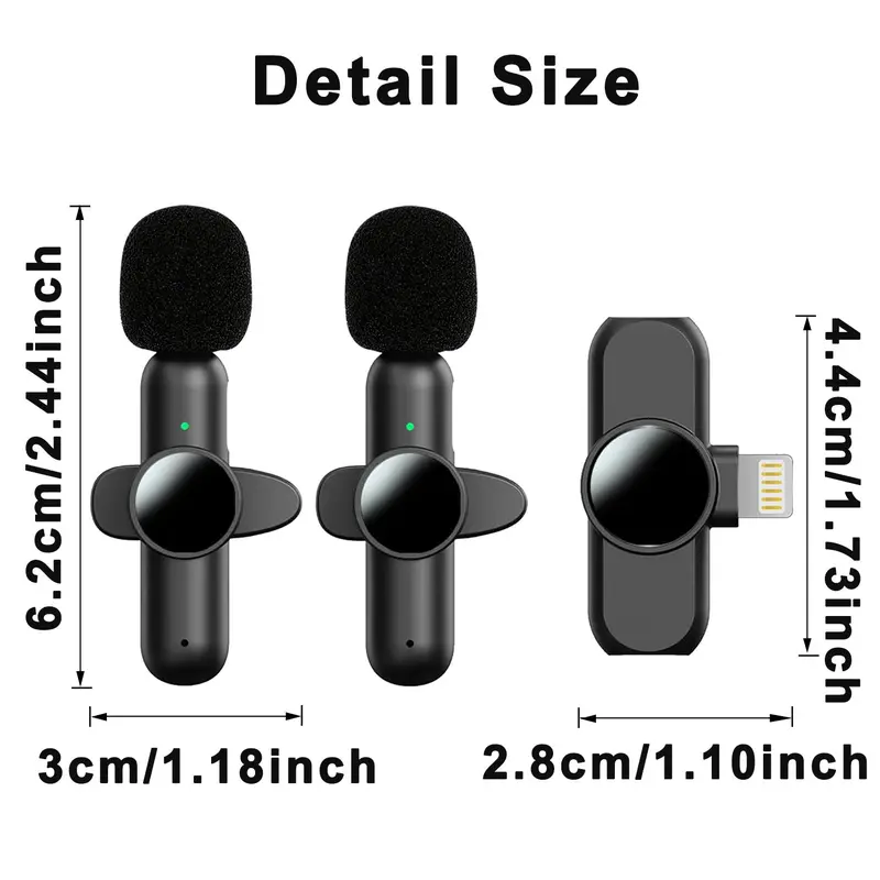 Wireless Lavalier Microphone, USB Rechargeable Microphone, Noise Canceling Microphone for Live Streaming, Voice Recording, Home Theater 1